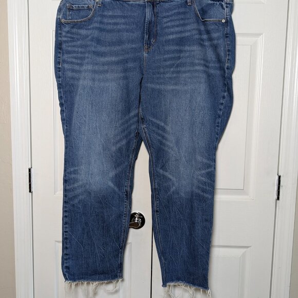 Old Navy Women's Power Straight High Rise Blue Denim Jeans, Plus Size 26 Long - Picture 2 of 11
